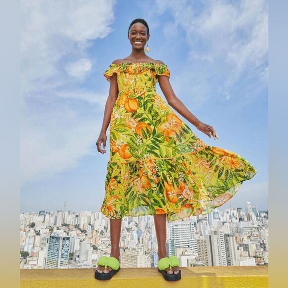 FARM Rio Tangerine Midi Dress NWT - Picture 1 of 16